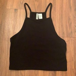 Divided Black Haltered Cropped Shirt